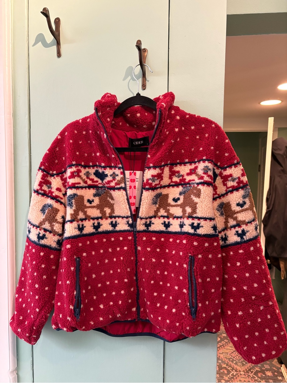 Cider Red Polka-Dot Fleece - Picture 2 of 7